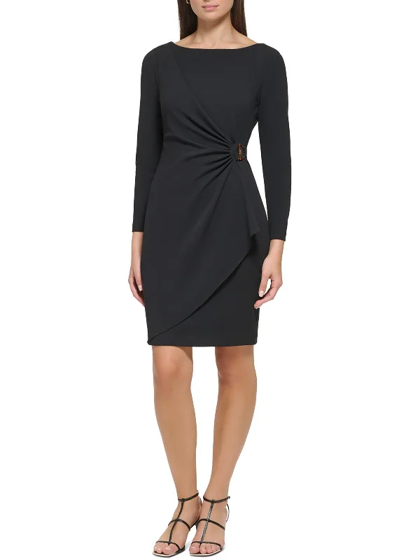 Womens Embellished Above Knee Wrap Dress