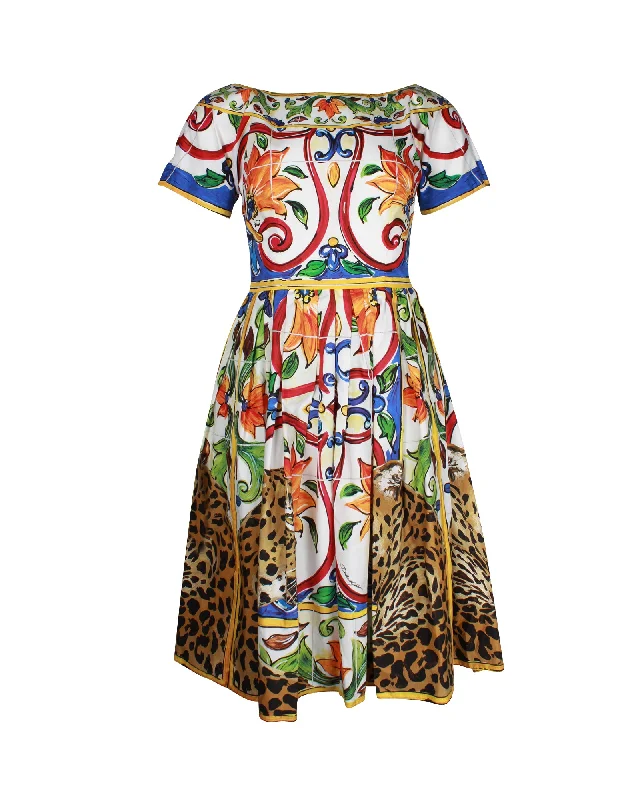 Dolce & Gabbana Majolica Dress in Multicolor Cotton