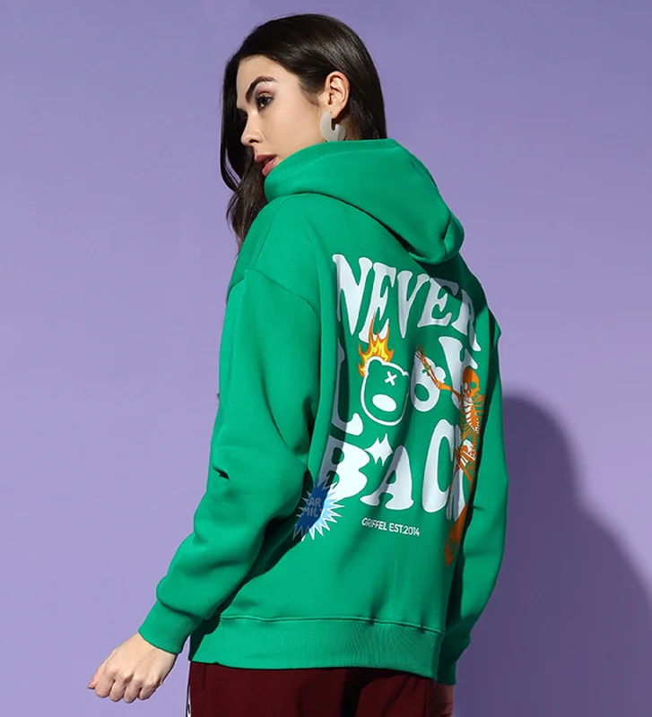 NEVER LOOK BACK Oversized Hoodie Neck Sweatshirt