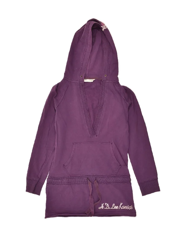 LEE Womens Hoodie Dress UK 6 XS Purple Cotton