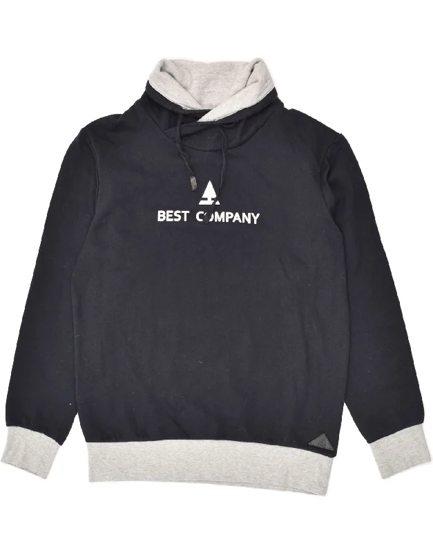 BEST COMPANY Womens Graphic Sweatshirt Jumper UK 14 Medium Navy Blue