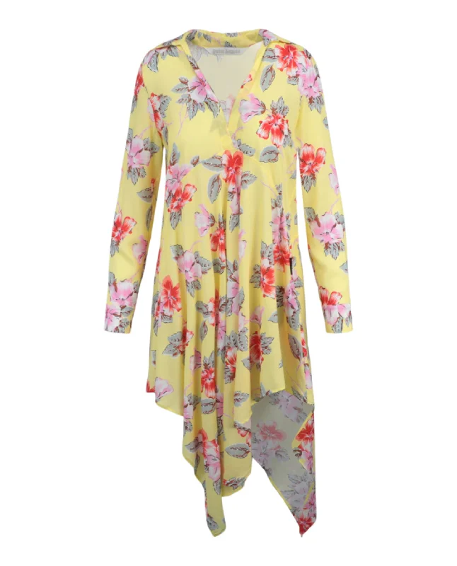 Floral Printed Asymmetric Hem Dress