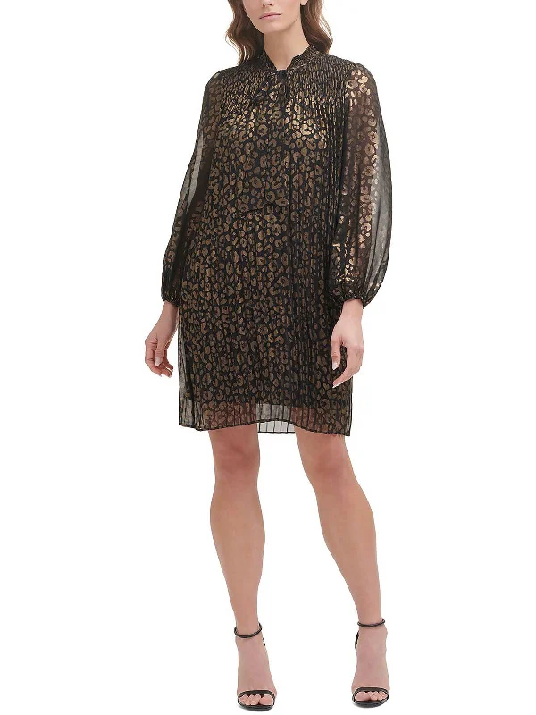 Petites Womens Animal Print Mini Mini Dress