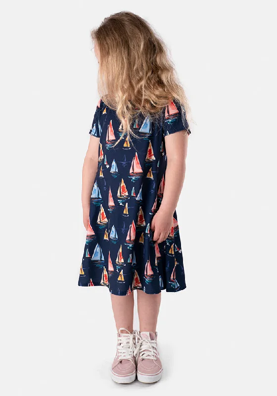 Children's Sailing Boat Print Dress (Karina)