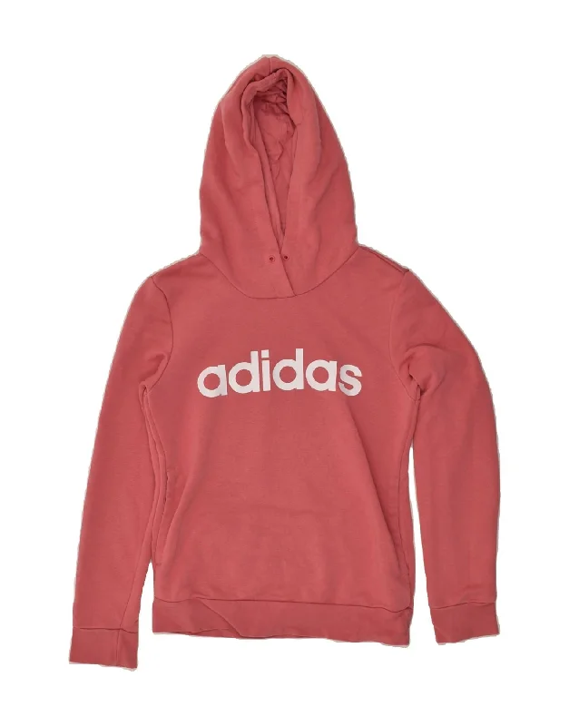 ADIDAS Womens Graphic Hoodie Jumper UK 4/6 XS  Pink Cotton