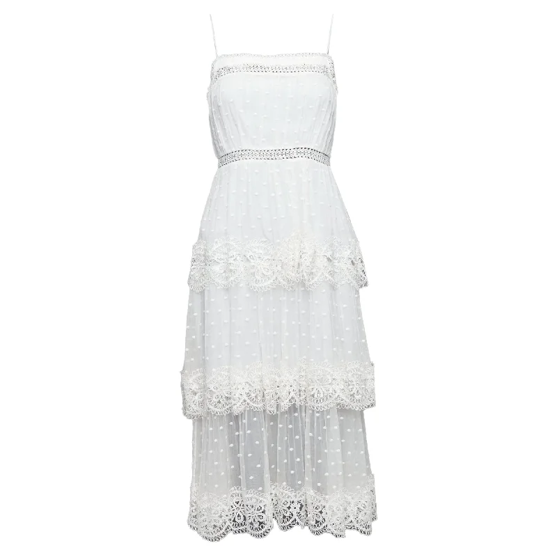 Zimmermann Swiss Dot Embroidery Lace Tier Dress