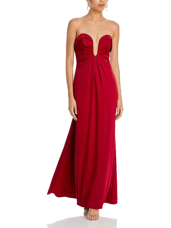 Womens Satin Long Evening Dress