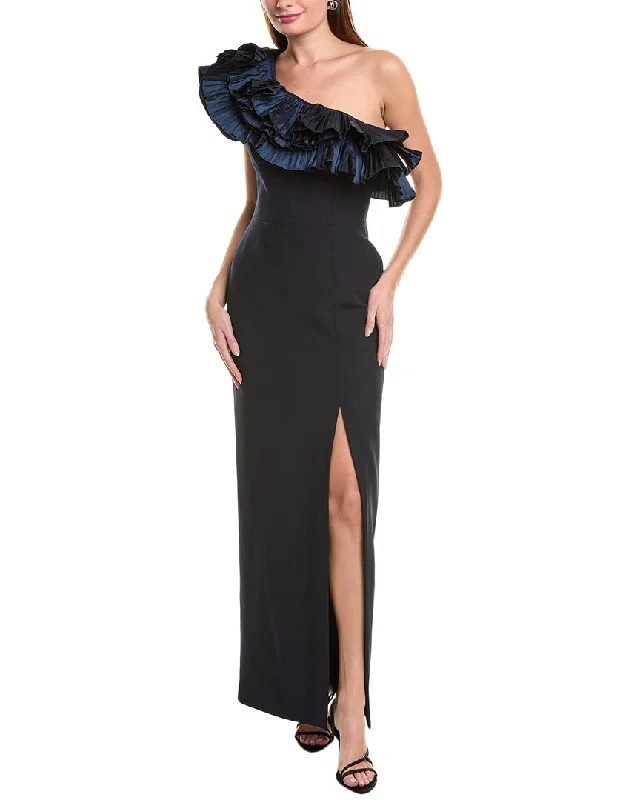 Rene Ruiz One-Shoulder Column Gown