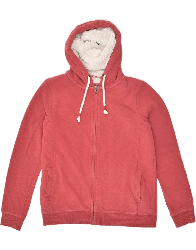 FAT FACE Womens Zip Hoodie Sweater UK 10 Small Red Cotton