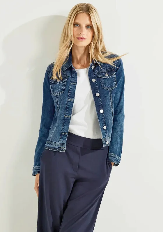 Cecil Button up Denim Jacket, Mid-Wash Denim