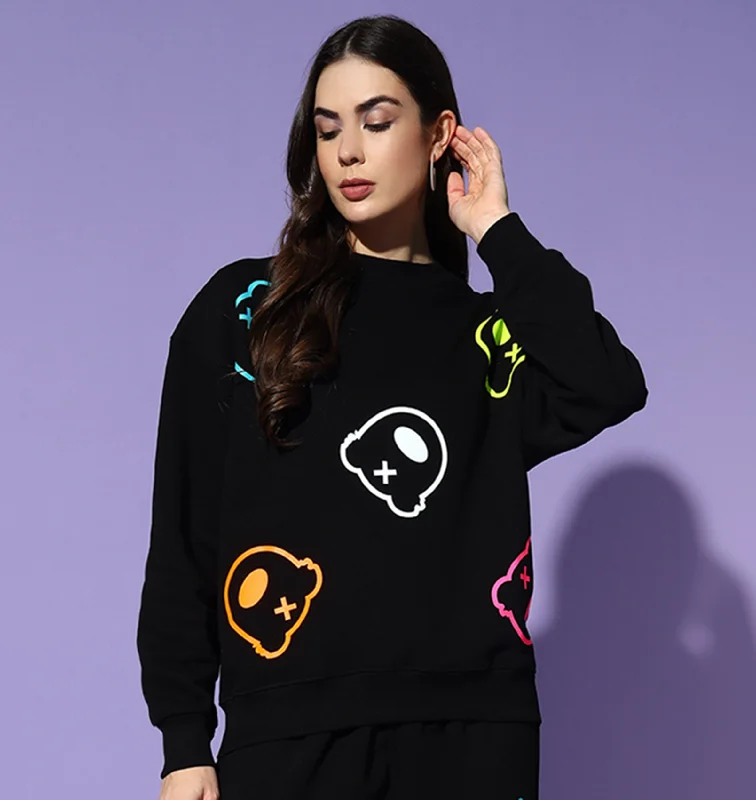 ALL TEDDY Round Neck Oversized Sweatshirt