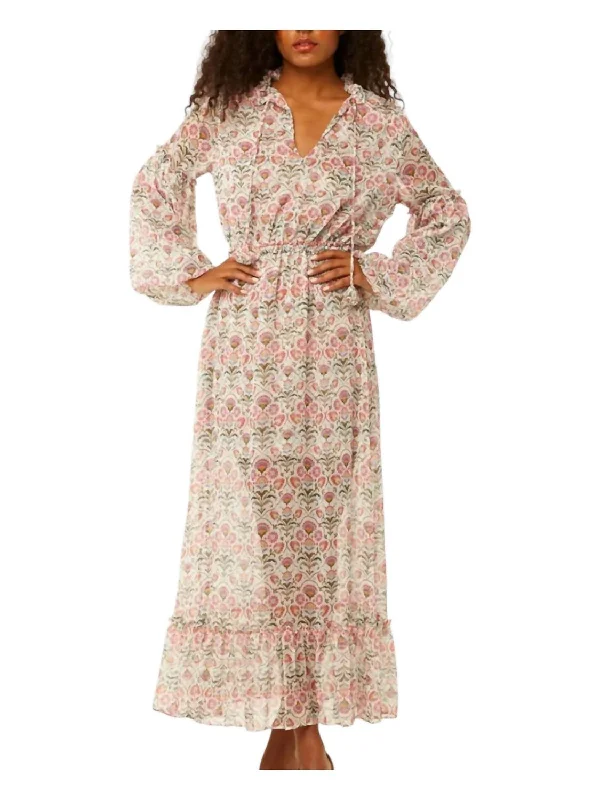 Amata Dress In Poly Chiffon Somerset Stencil