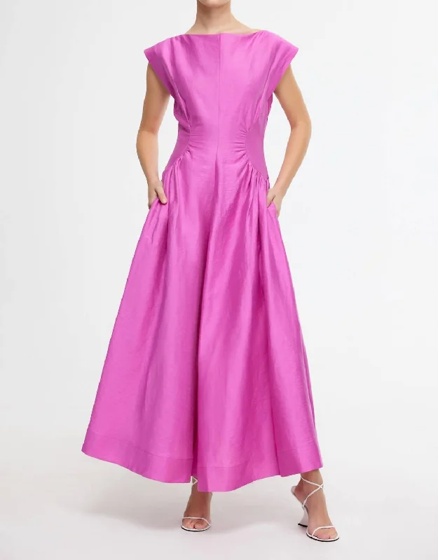 Emery Midi Dress In Fuchsia