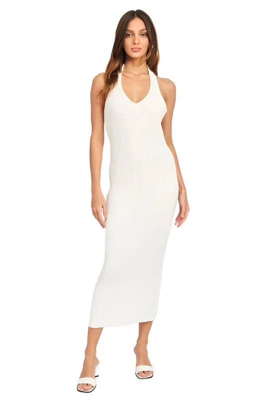 Halter Neck Bodycon Midi Dress