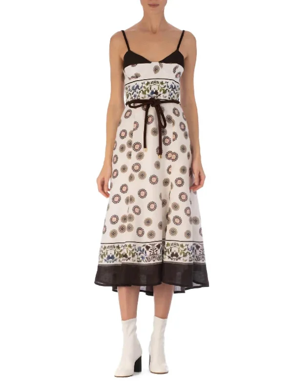 Dalil Dress In Multi Sepia Floral