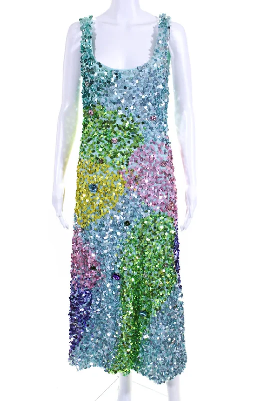 Cynthia Rowley Prism Rainbow Sequin Midi Dress