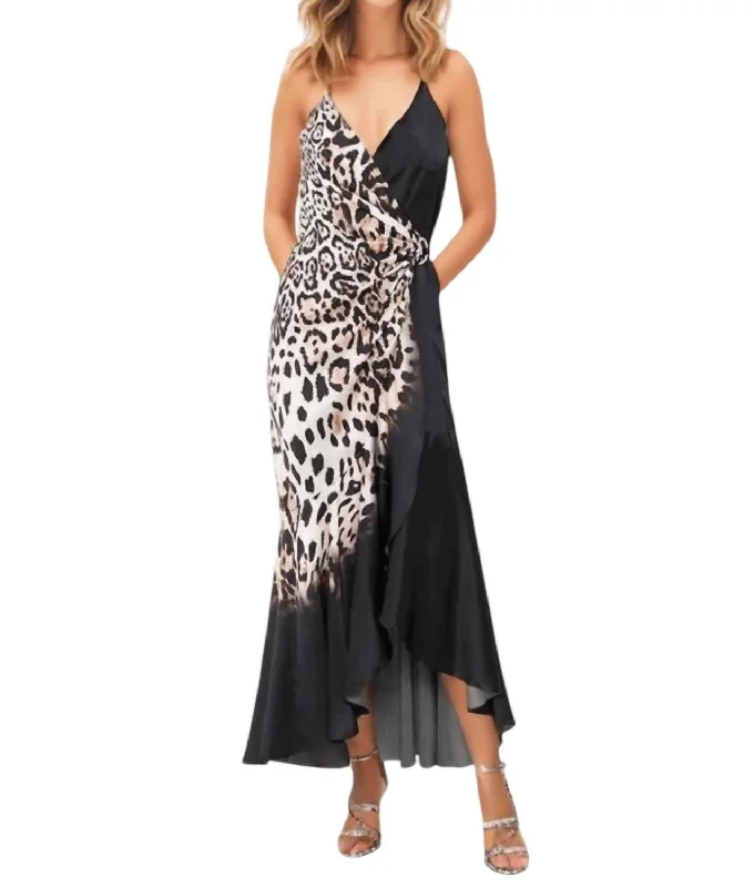 Cool For Cats Wrap Front Dress In Black