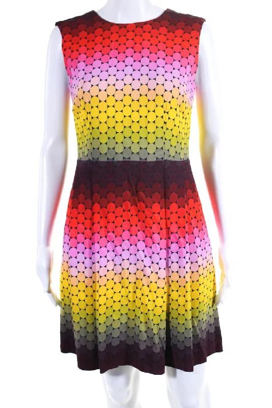 Jonathan Saunders Womens Geometric Print A Line Dress Multi Colored