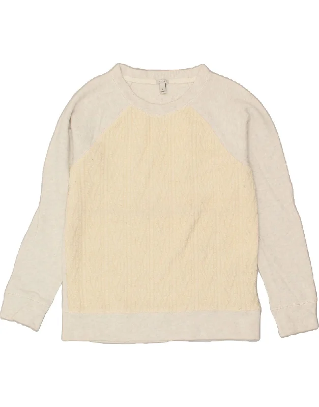 J. CREW Womens Sweatshirt Jumper UK 10 Small Off White Colourblock Cotton