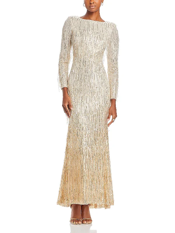 Womens Sequined Long Evening Dress