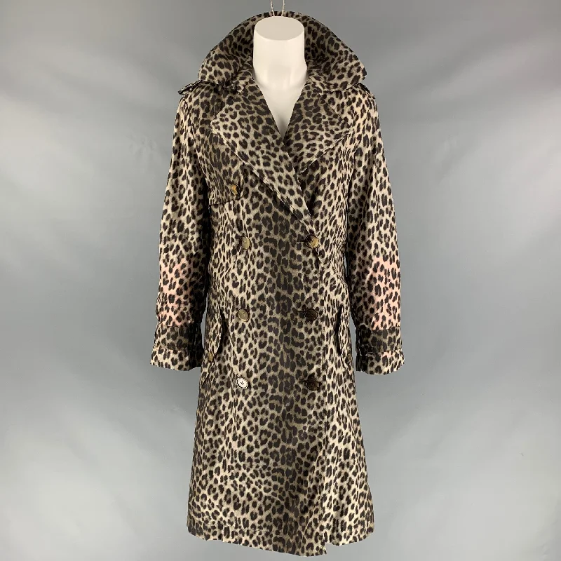 LANVIN Fall 2010 by Alber Elbaz Size 8 Taupe Brown Animal Print Trench Coat