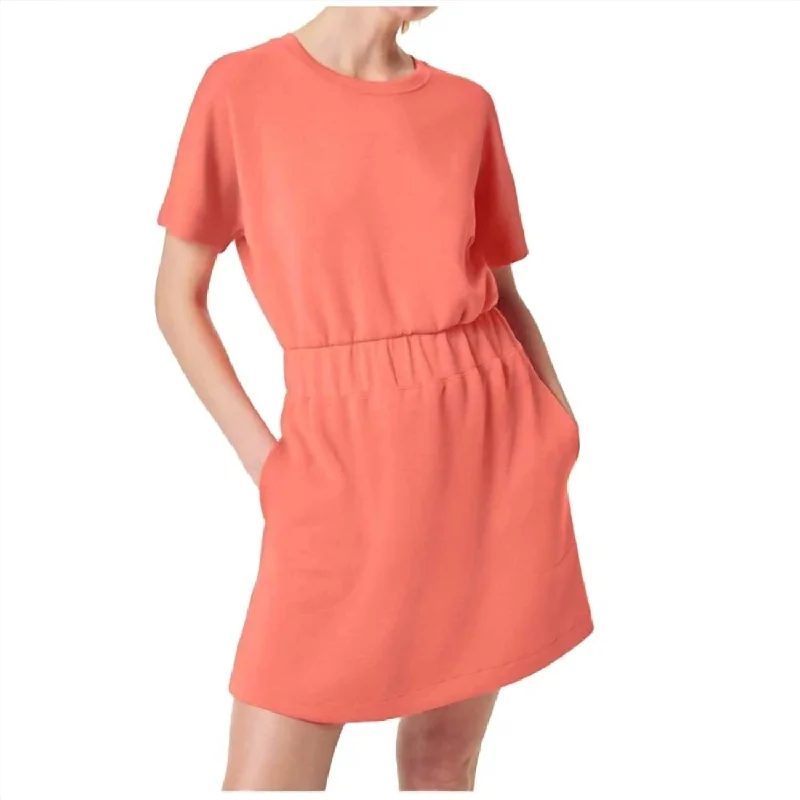 Airessential Cinched Dress In Sunset Peach