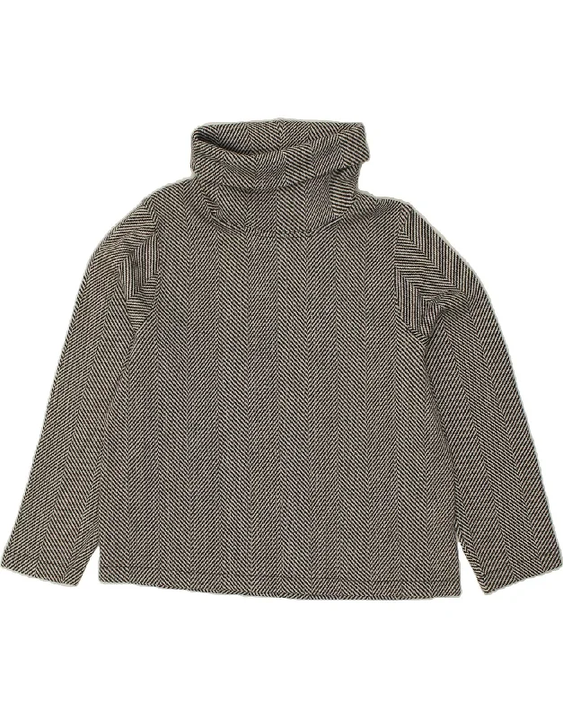 J. CREW Womens Roll Neck Jumper Sweater UK 20 2XL Grey Herringbone