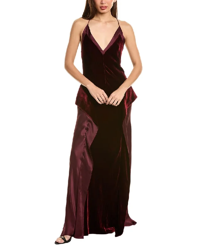 Alberta Ferretti Velvet Silk-Blend Gown