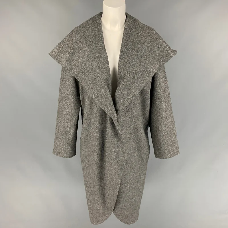 BLACK FLEECE Size M Grey Heather Shawl Collar Coat