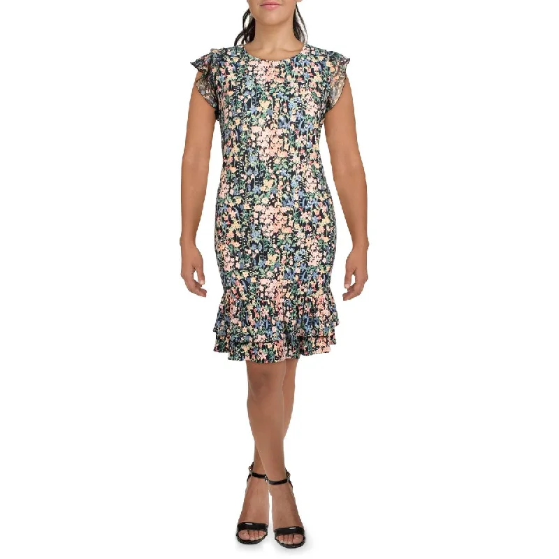 Plus Womens Floral Knee Midi Dress