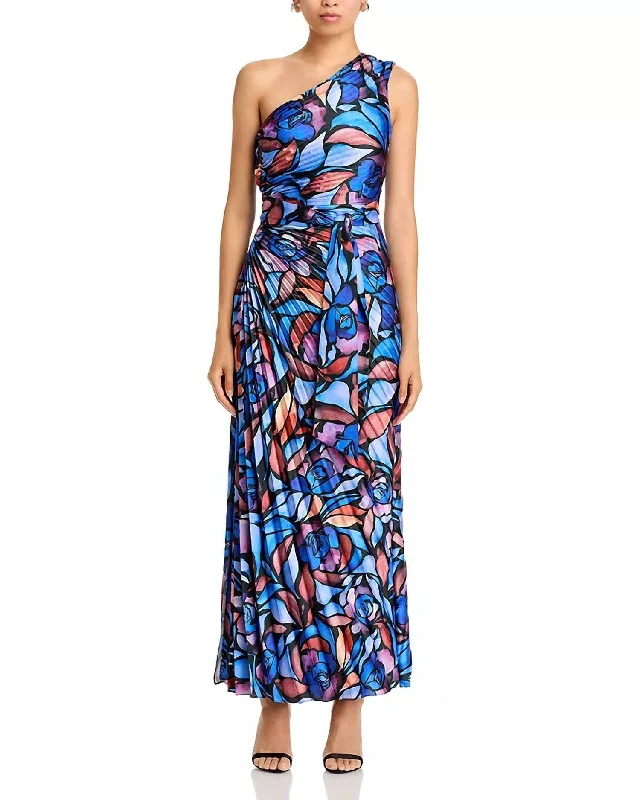 Estelle Printed Evening Dress In Dream Rose