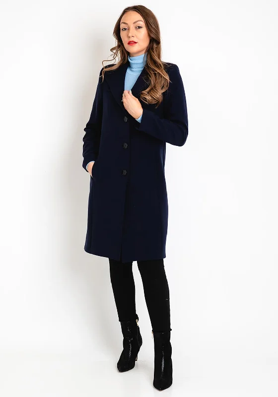 Christina Felix Classic Tailored Long Coat, Navy