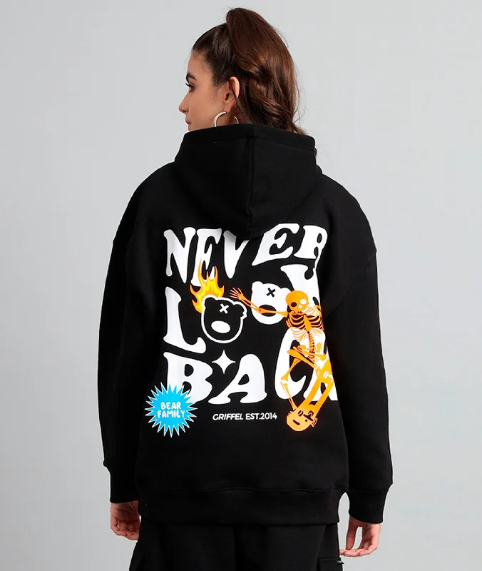 Never Look Back Print Oversized Hoodie