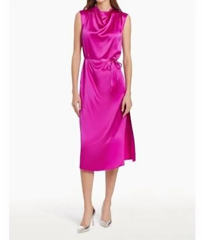 Freya Midi Dress In Hot Pink