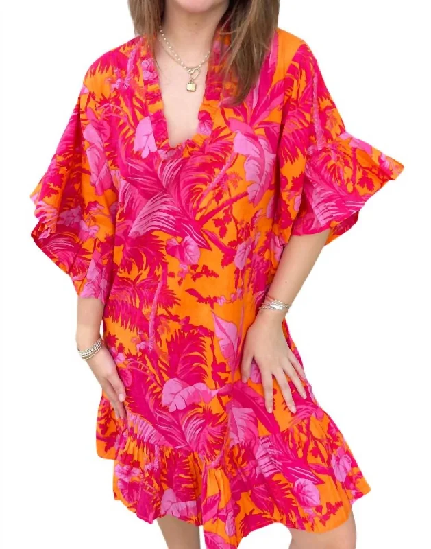 Fanta Sunshine Dress In Orange/pink