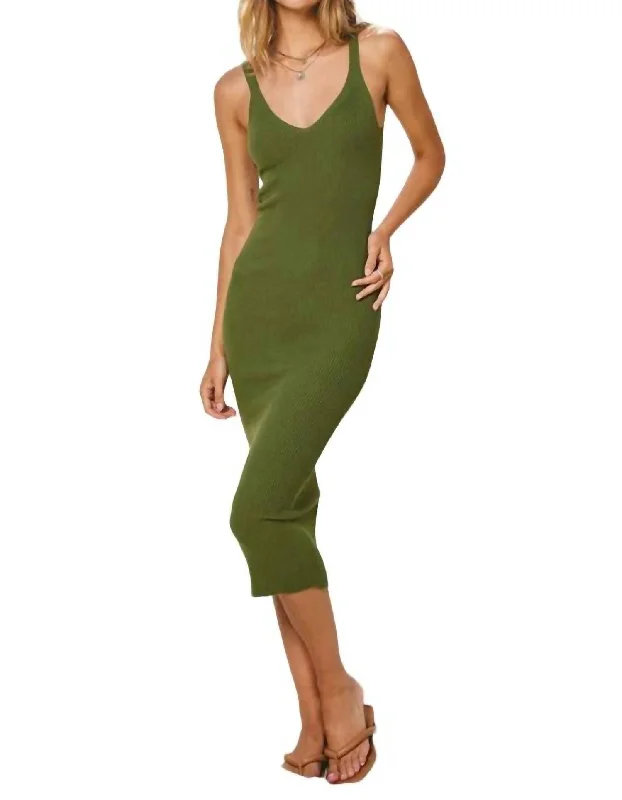 Like A Glove Knit Midi Dress In Green