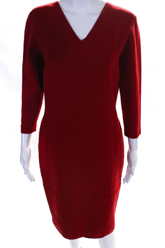 D Exterior Womens Wool Stretch Foundation Dress Red