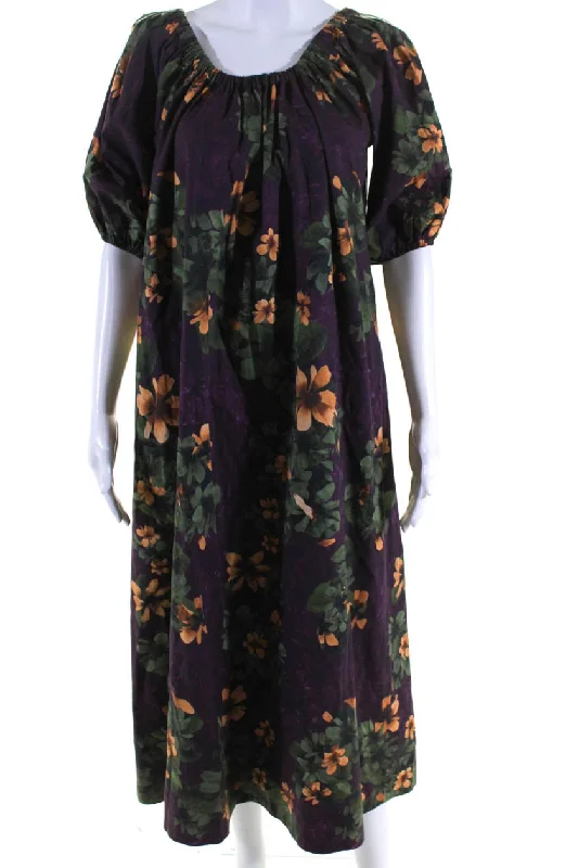 Merlette Womens Floral Print Short Sleeves Sun Dress Purple