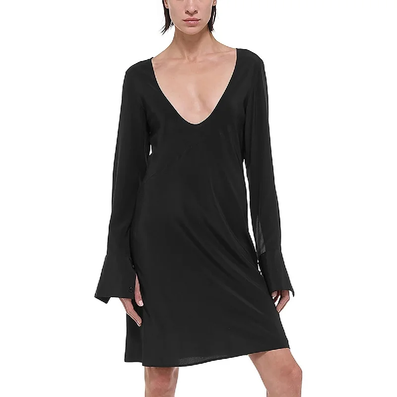 Opaque Womens V Neck Midi Cocktail And Party Dress