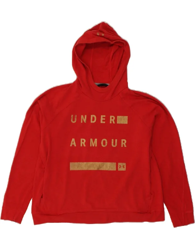 UNDER ARMOUR Womens Graphic Hoodie Jumper UK 20 2XL Red