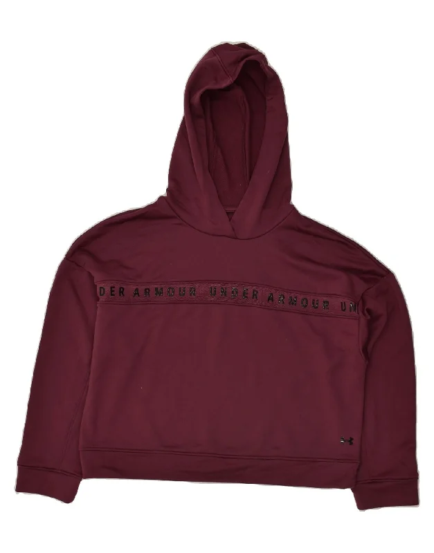 UNDER ARMOUR Womens Oversized Graphic Hoodie Jumper UK 10 Small Burgundy