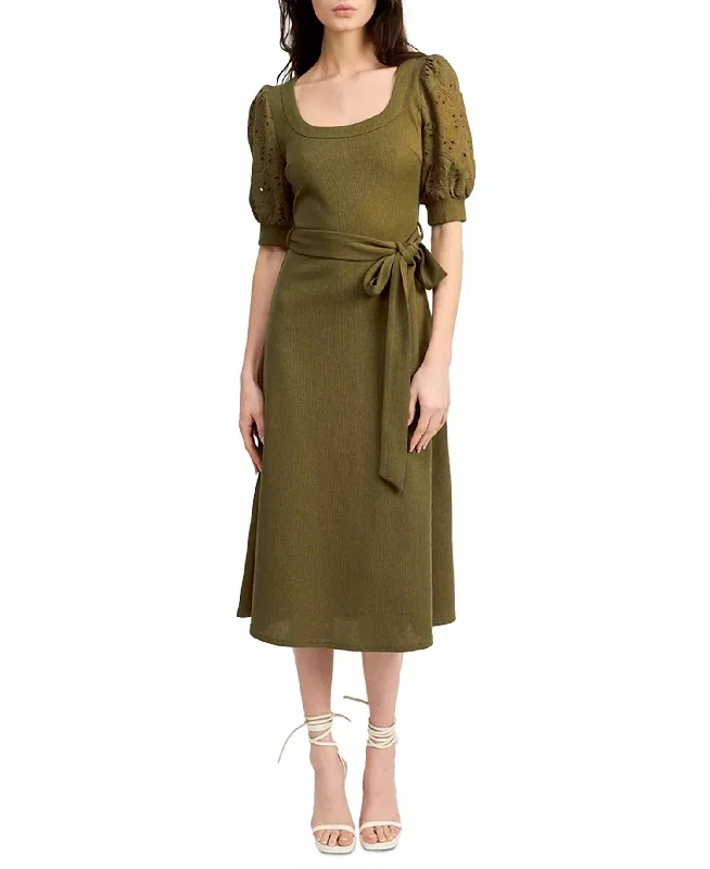 Amy Darling Midi Dress In Basil