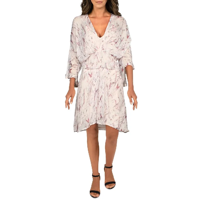 Pommie Womens Silk Printed Cocktail Dress