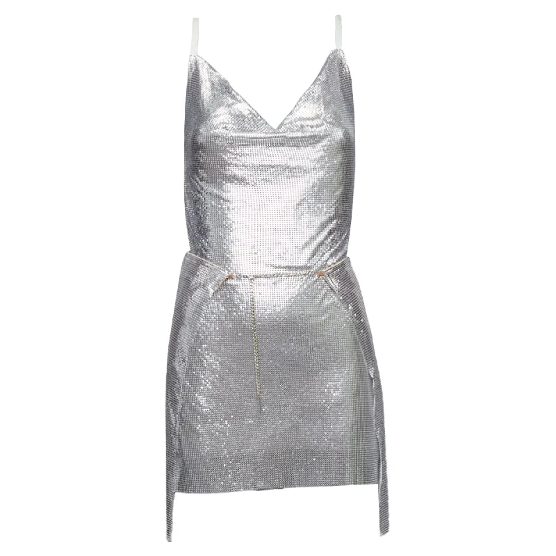 Poster Girl Adrianne Aluminium Silver Chainmail Top Skirt Dress