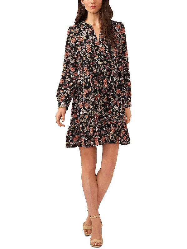 Womens Floral Print Mini Fit & Flare Dress