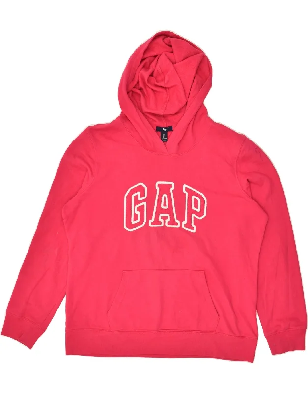 GAP Womens Graphic Hoodie Jumper UK 16 Large Pink Cotton