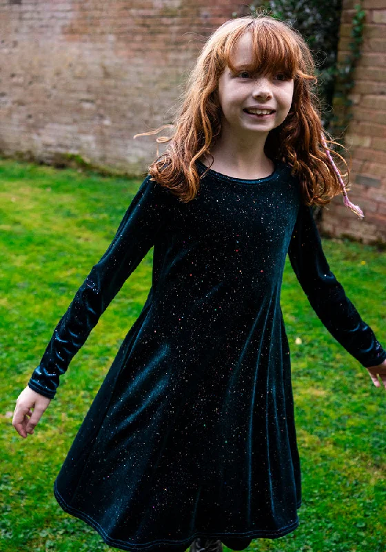 Children's Petrol Sparkle Dress (Dazzle)