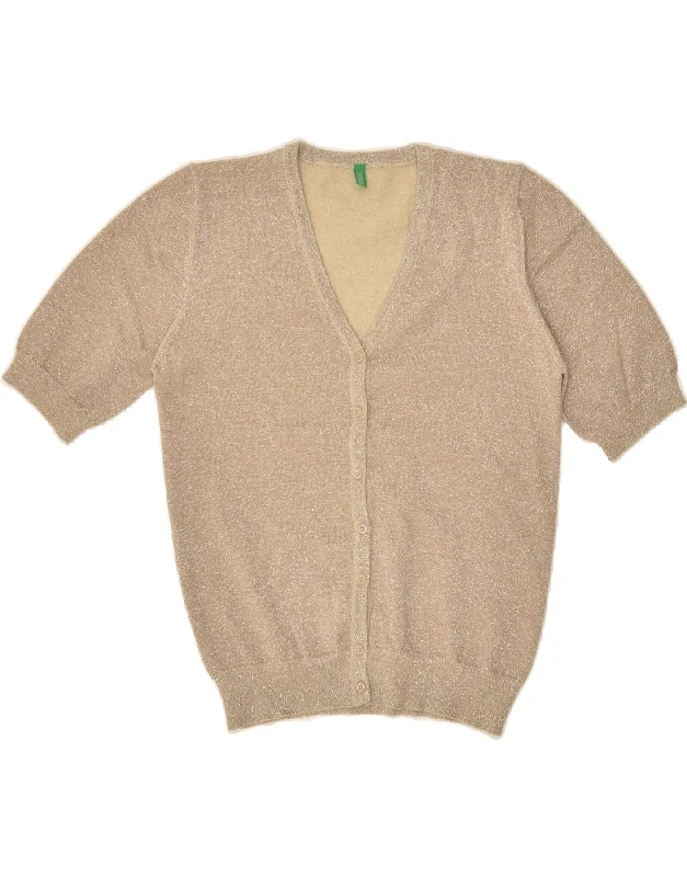 BENETTON Womens Short Sleeve Cardigan Sweater UK 6 XS Grey