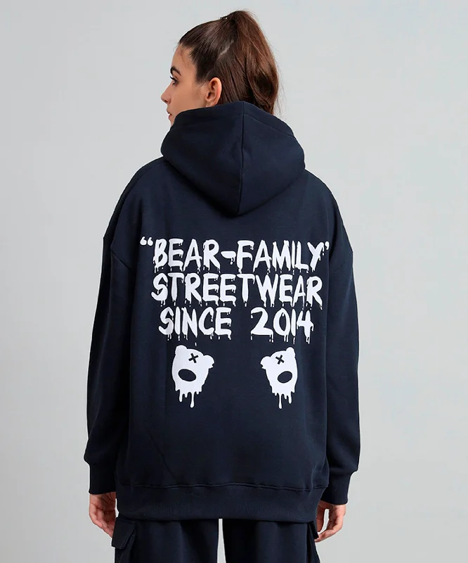 Bear Family Print Oversized Hoodie