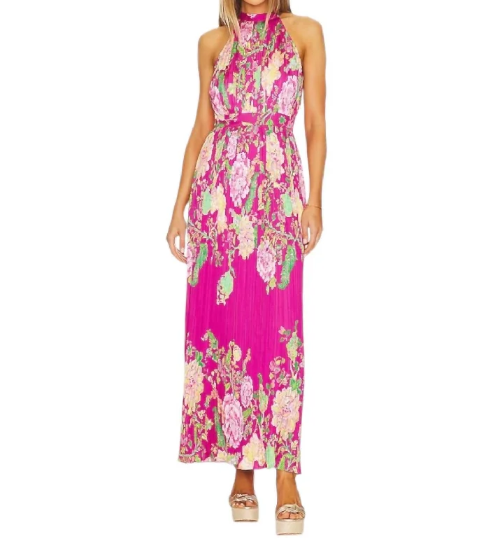 Chloe Long Dress In Fuchsia Pink